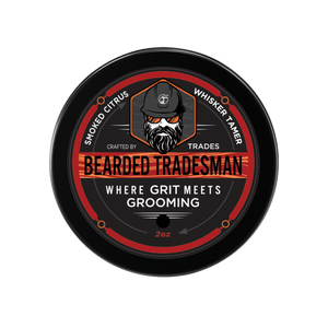Bearded Tradesman grooming product container with branding on a white background
